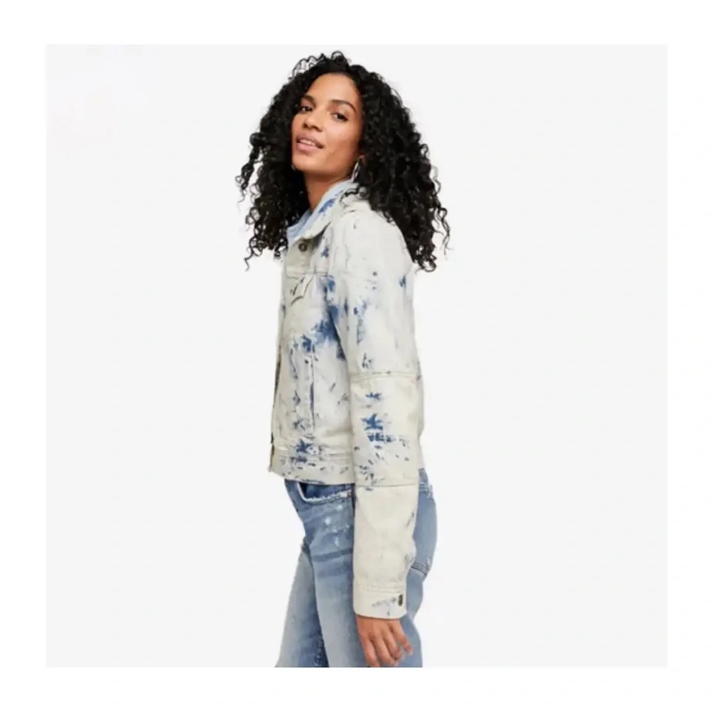NWT! Free People Rumors Denim Jacket - Jones Tie Dye Blue - Size Small - Picture 3 of 7